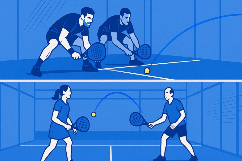 Comparativa defensa paciente pádel profesional y amateur.