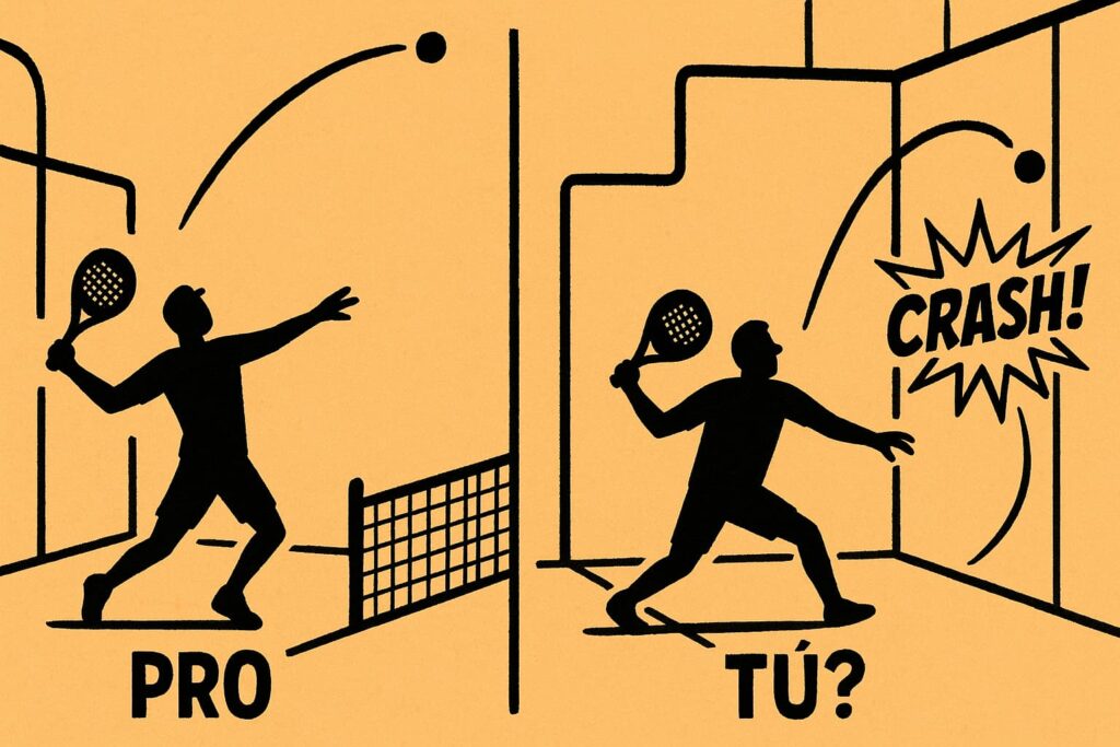 Comparación humorística remate por tres pro vs amateur.
